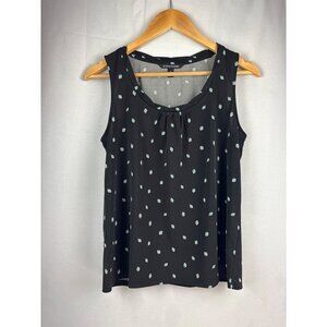 41 Hawthorn Womens Petite S Sleeveless Blouse Black Geometric Print Polyester &